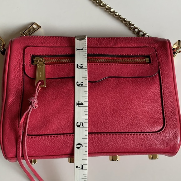 REBECCA MINKOFF Avery Crossbody Purse Bag Hot Pink Gold - Picture 8 of 14